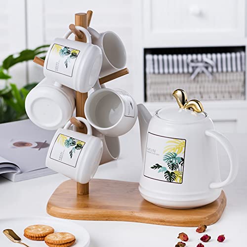 LIU- Bamboo Coffee Mug Tree with Oversized Base, Mug Holder Stand for 6 Cups, Ideal for Coffee Counter Bar Kitchen Storage Organiser - Image 3