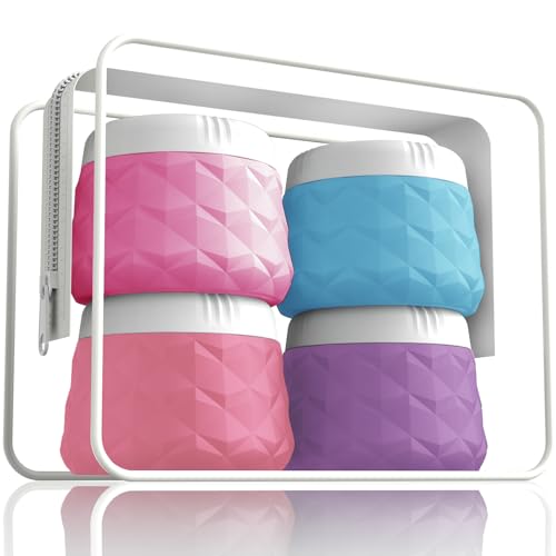 Silevoler Travel Size Containers for Toiletries, TSA Approved Travel Size Toiletries Silicone Cosmetic Cream Jars, Leak-Proof Refillable Containers W/Clear Bag (VIBRANT, 3OZ)