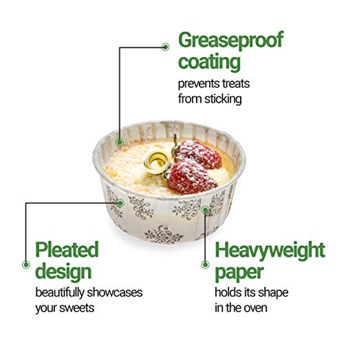 Panificio Premium 5-Oz Baking Cups: Large-Pleated Ridge Cups Perfect For Muffins, Cupcakes Or Mini Snacks - Vintage Floral Design - Disposable And Recyclable - 200-Ct - Restaurantware #TOP4