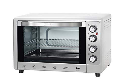 Grunkel - HR-48 Silver - Horno eléctrico multifunción de sobremesa de 48l con 3 Funciones de Calor y selector de Temperatura hasta 230ºC. Temporizador hasta 60 min - 2200W - Plateado