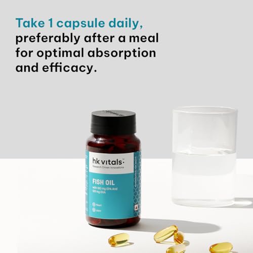 Image of hk vitals Fish Oil (30 Capsules) | For Men And Women (1000mg Omega 3 with 180mg EPA & 120mg DHA) | For Brain, Heart, Eyes, & Joints Health