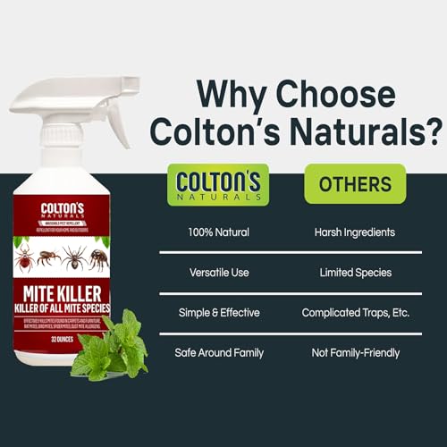 Image of Mite Killer Spray - Kills Dust, Bird, Carpet & Household Mites Fast | Non-Toxic, Kid & Pet Safe Formula for Bedding, Furniture & Home | 16 oz