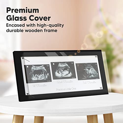 Sonogram Picture Frame - Trio Ultrasound Picture Frames For Mom To Be Gift - Baby Ultrasound Frame - Pregnancy Announcements Sonogram Frame - Baby Nursery Decor, Pregnant Mom Gifts (Onyx Black) #TOP3