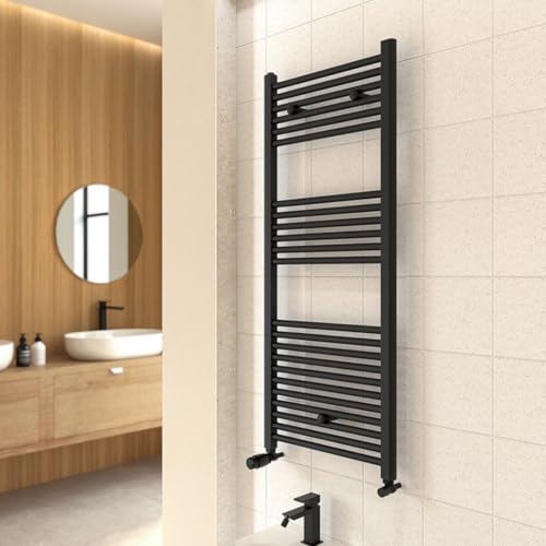 Ogomondo Termoarredo Bagno Scaldasalviette Acciaio Radiatore Calorifero Termosifone Nero Opaco (H770Xl500Xi450 16 Tubi) - 2