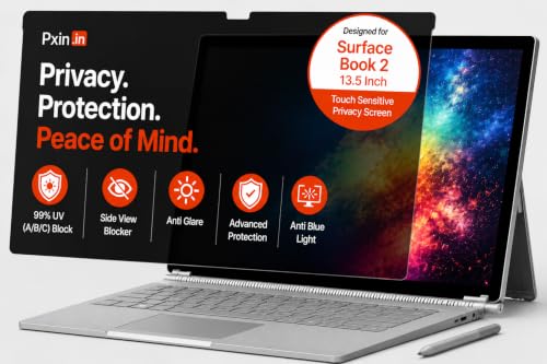 Image of Pxin Aura | Compatible with Microsoft Surface Book 2 13.5 Inch | Touch Sensitive Privacy Screen | Anti Blue | Anti Glare | UltraThin for Hyper Touch | Anti UV | Privacy Filter