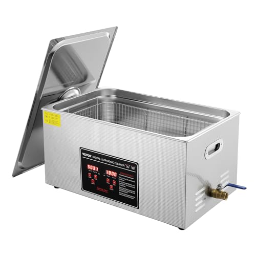 VEVOR Ultrasonic Cleaning with Digital Timer & Heater, Professional Ultra Sonic Jewelry Cleaner, Stainless Steel Heated Cleaning Machine for Glasses Watch Rings Small Parts Circuit Board (22L)