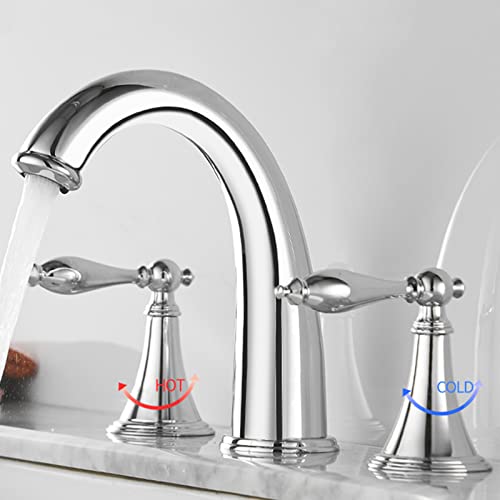Grifo mezclador de cuenca de baño de 3 hoyos grifería dividida agua fría caliente gris nero 2
