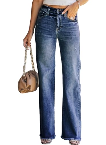 Sidefeel Women's Wide Legs Jeans High Waisted Straight Leg Denim
