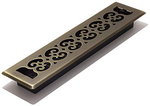 Decor Grates SPH214-A Scroll Design Floor Register, 2x14 Inches, Antique Brass Finish by Decor Grates - Used condition - US$8.47