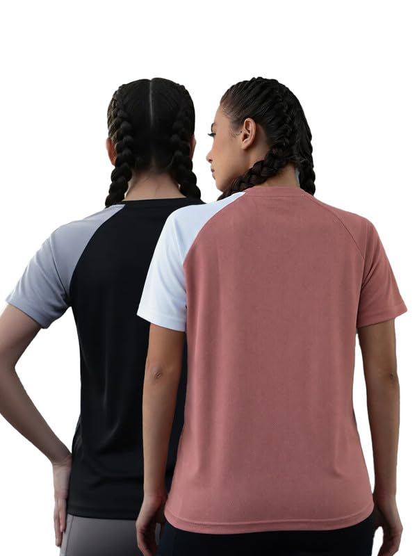 Image of CHKOKKO Gym Tshirt for Women Workout Activewear Regular Fit T Shirt for Woman Round Crew Neck Half Sleeves Best for Sports and Outdoor Activities
