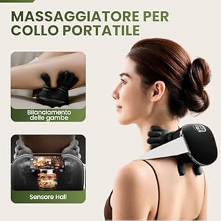 BeFit24 Massaggiatore Collo 4D Senza Fili | Massaggiatore Cervicale Riscaldante 2 Livelli | 3 Modalita Kneten | Massaggiatore Collo Massaggio Profondo USB 5V 2000mAh Portatile | Nera