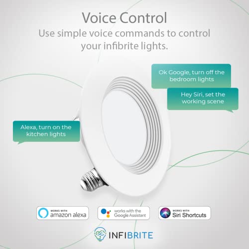 Infibrite 4 Inch Smart Recessed Light, Color Changing And Tunable White, Wifi Retrofit Led Downlight E26 Base, No Hub, Works With Alexa And Google, Dimmable, 810Lm, Cri90, Rgbcw, Wet Rated (24 Pack) #TOP3