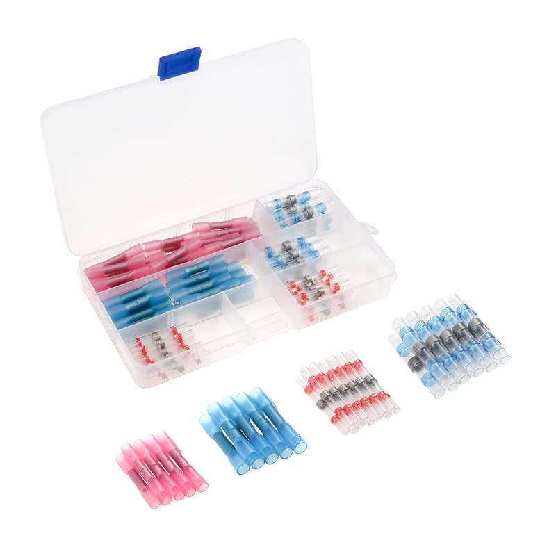 100Pcs Heat Shrink Waterproof Electrical Wire Butt Connectors Splice Cable Crimp Terminals + Soldering Connectors kit VUQLDHAYZ