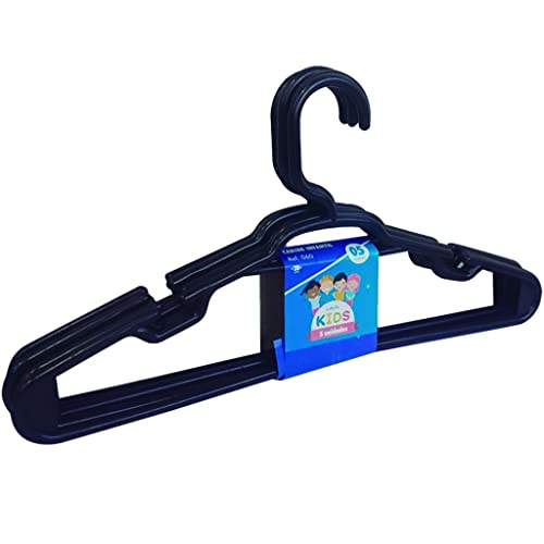 Kit 20 Cabides Infantil Plástico Reforçado 28x14cm Preto Trioplast