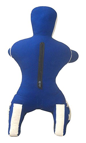 Judo Grappling Dummy Sitting Position Hands on The Front, UNFILLED MMA Dummy, Punching Bag (Blue Canvas, 70")