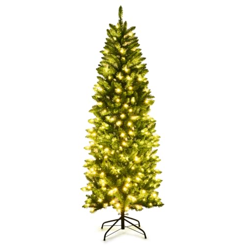 LIFEZEAL Albero di Natale 150 cm Con Luci Incorporate, 150 LED, 300 Rami Folti, Base di Metallo, Apri da Solo, Christmas Tree, Decorazione in PVC