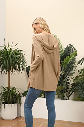 Image of VIISHOW Womens Lightweight Casual Hoodie Cardigans Open Front Waffle Knit Long Sleeve Outwear Coat with Pockets