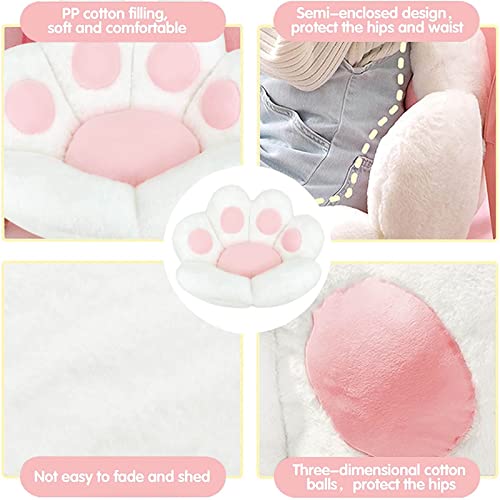Mmuk Reversible Chair Seat Cushion Plush Cat Paw Cushion Lazy Sofa Office Chair Cushion Bear Paw Shape Comfy Seat Pad Support Waist Backrest Floor Seating Cushions Mat,White-27.5X23.6In #TOP5
