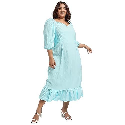 Image of Instafab Plus Women's Dress for Casual Wear | Short Sleeve | Plus-Size Fit | Polyester Fabric | V-Neck Dress Crafted with Comfort Fit for Everyday Wear