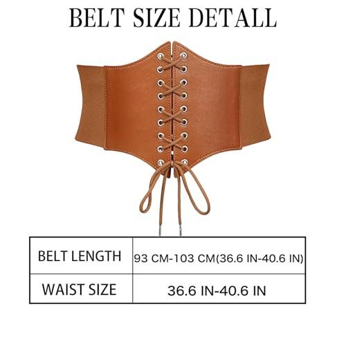 Renaissance Corset Belts Big Size Brown Cinch Elastic Waist Belt for Women3