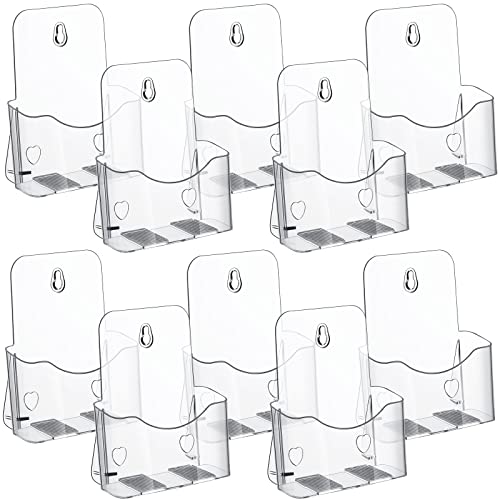 10 Pieces Acrylic Brochure Holder 6 x 8 Inches Plastic Magazine Holder, Clear Literature Holder Trifold Pamphlet Display Stand for Wall Mount or Countertop