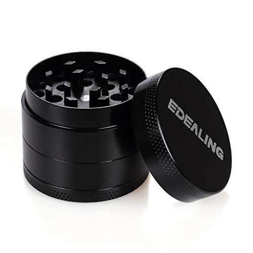 edealing (TM Mini 4 Capas De Metal De La AleaciÓN del Tabaco Trituradora Moleta De La Mano De Humo A Base De Plantas Grinder (Negro)