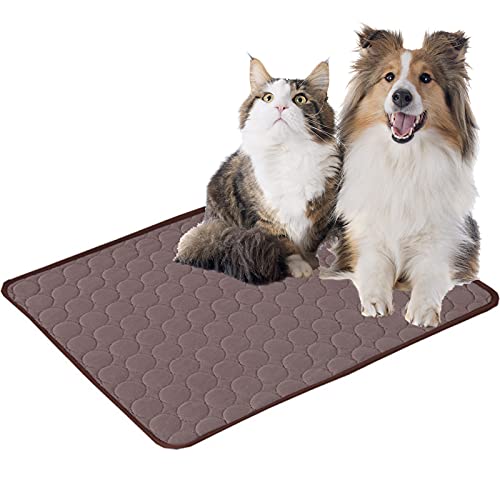 YTYH Dog Cooling Mat, Dog Cooling Bed Extra Large, Self Cooling Blanket, Summer Cooling Pad for Dogs and Cats, Pets Cool Mat, Machine Washable Kennel Pad, Breathable Ice Silk Crate Mat (Large, Brown)