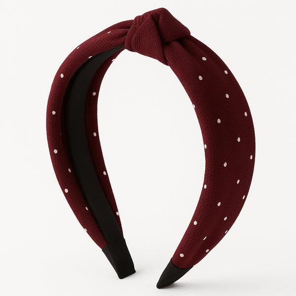 WUSKINA Women’s Polka Dot Fabric Knot Hairband – Chic, Comfortable & Non-Slip Headband (1 Pc)-image-31