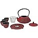 26 oz Japanese Cast Iron Pot Tea Set w/Trivet, Red