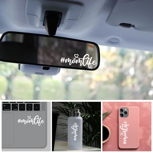 Image of Miarita 3X I Love You Drive Safe Mirror Sticker, Cute Car Stickers for Womens, Car Decals for Women, Rear View Mirror Sticker, Valentines Day Gifts for Her, Him (Mom Life White)