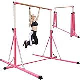 FC FUNCHEER Foldable Gymnastics bar, Gymnastic Bar for Kids Ages 3-20,Gymnastic Kip Bar, 5.3FT/ 8FT Base Length,Adjutable from 35.4