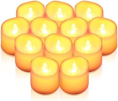 Criacr LED Candles Tea Lights, 12 Pack Flameless Flickering LED Tea Lights, Warm White Realistic Battery Operated Candle Lights, for Wedding, Birthday, Festivals, Halloween, Christmas Decoration