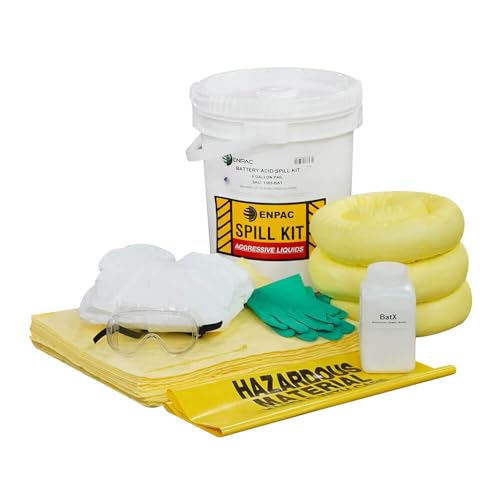 Enpac 5-Gallon Pail Spill Kit, Battery Acid, White, Small and Convenient, 4-Gallon Spill Capacity