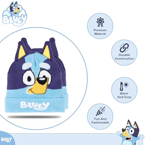 Bluey Bandit and Chilli Toddler Hat with Winter Mittens for Kids – Warm Winter Hat for Toddler with Kids Mittens3