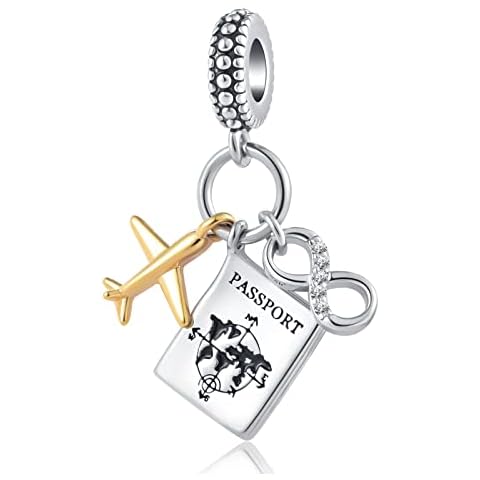 NanMuc Vacation Travel Series Passport Airplane Charm Compatible with Pandora Charms Bracelets Necklace Holiday Jewelry Gift Cover