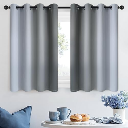 Image of SimpleHome Ombre Room Darkening Curtains 36 inches Length for Bedroom,Grommet Gradient Light Blocking Grey Gradient Window Curtains for Living Room,2 Panels, 52x36 inches