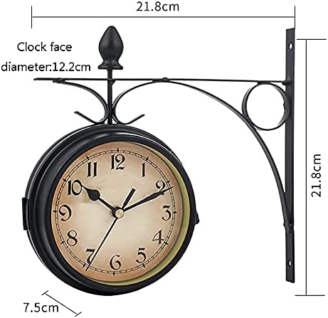 Wall Clock, Double Sided Wall Clock, Outdoors Vint Retro Double Sided Wall Clock European Style Iron Wall Clock Retro Decorative Standing Clock Hanging Decorative Suitable For Indoor And Outdoor Black