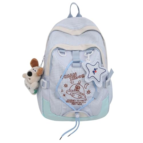 Korean Style College Backpack with Star Pendant for Boys Girl (Light)