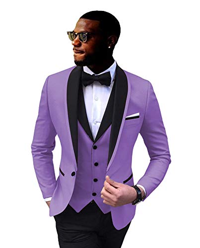 Rdzding Mens Suits Blazer 3 Pieces Jacket Vest Pants Slim Fit Suit African Tuxedos Groomsmen Party Formal Jacket