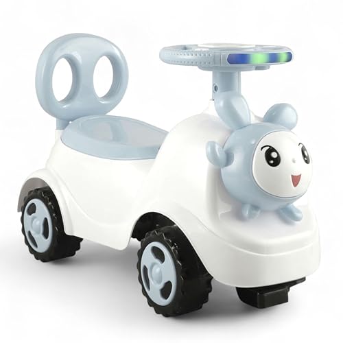 Image of kidsROAR Push Ride On Car for Kids 1-5 Years | Baby Push Car with Music, 3D Lights & Backrest | Premium Ride On Toy Supports Up to 35kg (Rabbit, Grey)