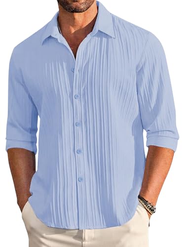 Image of Leriya Fashion Shirt for Man New |Textured Shirts for Men | Long Sleeve Button Down Shirt |Beach Holiday Trendy Evening & Vacation Outfit