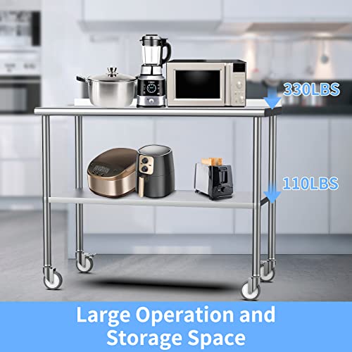image for ROVSUN 48' x 24'' Stainless Steel Table for Prep & Work,Commercial Wor