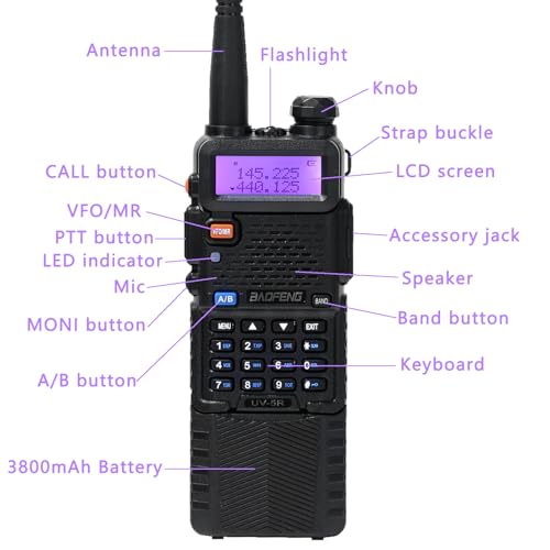 Image of Baofeng UV-5R 8W Dual Band Two Way Radio Handheld Ham Radios Walkie Talkies | BAOFENG UV 5R Radio Long Range, Rechargeable, Flashlight, for Hiking Camping Hunting Skiing Trip Black 3800mAh Battery 6 Pack