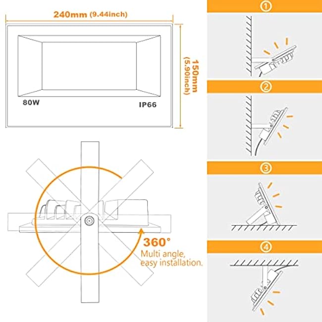 MELPO LED Flood Light 800W Equivalent RGB Landscape Lighting 5700K Daylight White