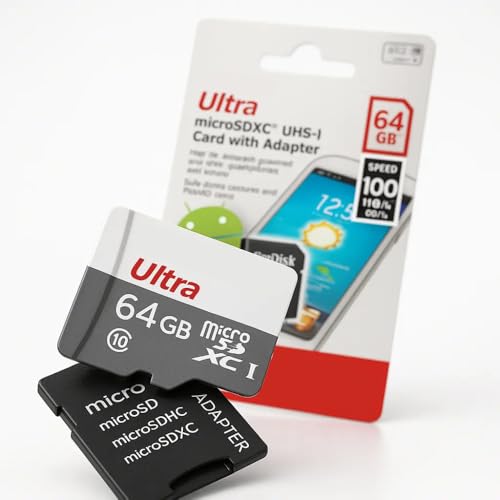 Cartão Micro SD 64GB Classe 10 UHS-I – Alta Velocidade para Gravação Full HD, Ideal para Smartphones, Câmeras e Tablets
