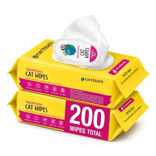 earthbath Hypoallergenic Grooming Cat Wipes, 100 Count (2 Pack)