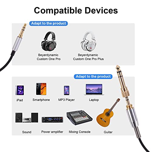 Cable de audio reemplazo con adaptador 6.35mm y doble 3.5mm 2m miniatura 4