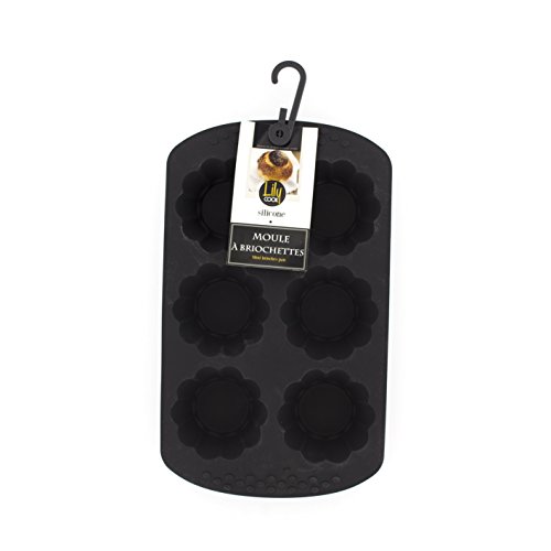 Lily cook KP5284 Moule pour 8 Briochettes Silicone Noir/Gris/Bordeaux 17,5 x 2,7 x 29,5 cm
