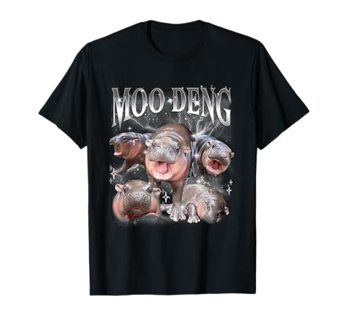 Funny Vintage MOO-DENG The Famous Baby Pigmy Hippo MOODENG T-Shirt