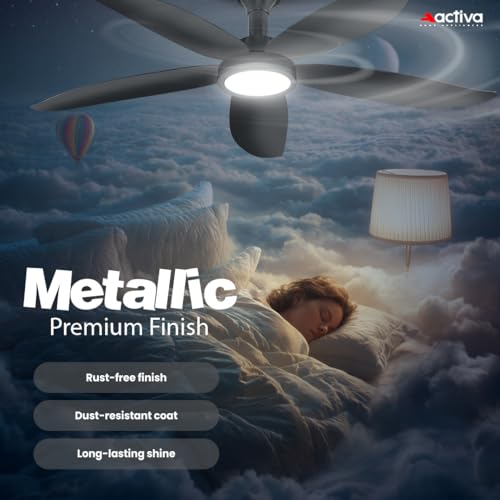 Image of ACTIVA BLDC Ceiling Fan 1200mm Aero Five With Remote Control | 5 Blade ABS Body | BEE 5 Star Rated 28W Energy Saving | High Speed Air Delivery, Reversible Mode, Timer | 5 Year Warranty | Pearl Grey
